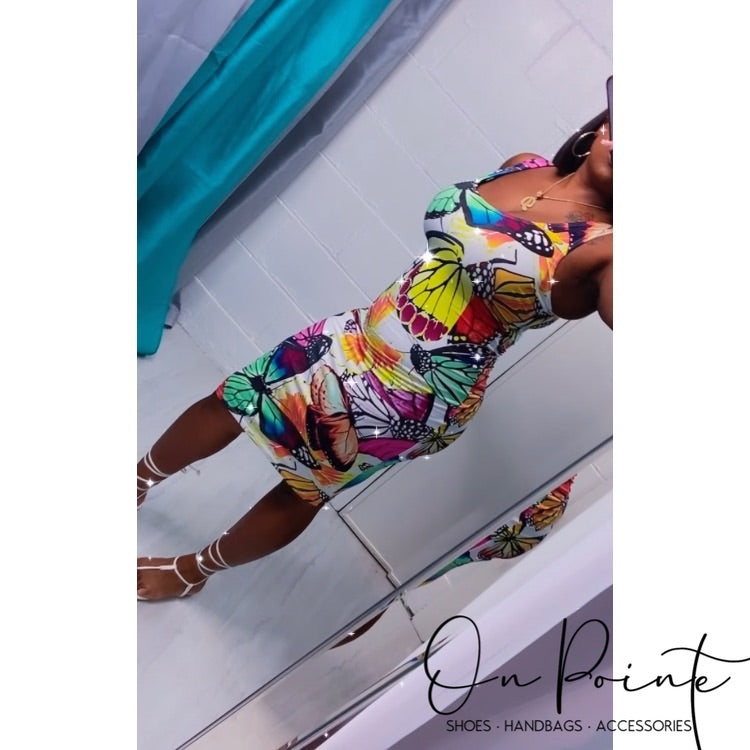 “Butterfly Desire” Printed Midi Dress