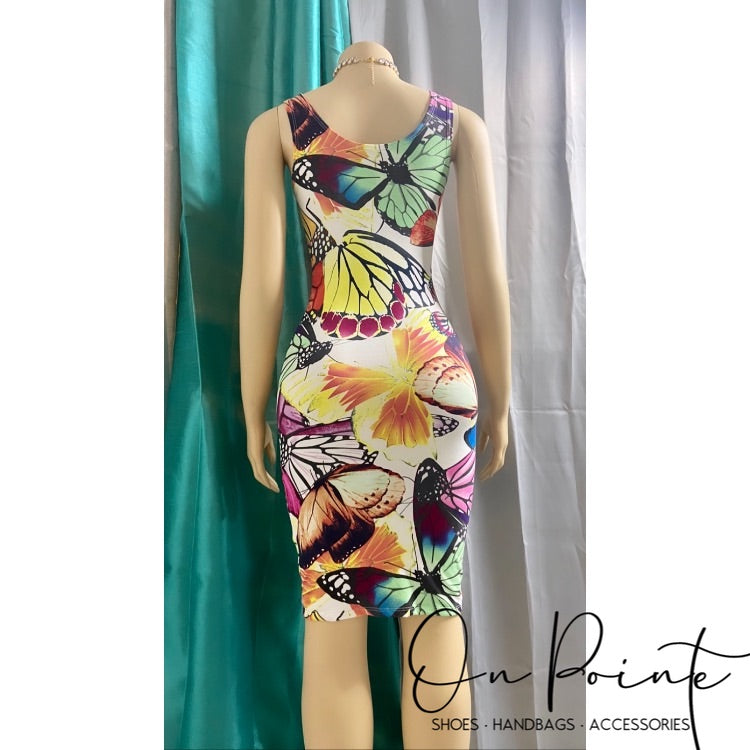 “Butterfly Desire” Printed Midi Dress